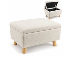 Voetenbank met opbergruimte - 28 x 40 x 30 cm - beige