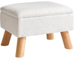 Voetenbank met Opbergruimte - Kleine Stabiele Kruk in Teddy Fluweel voor Woonkamer en Slaapkamer