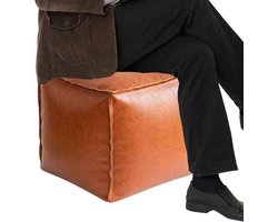 Voetenbank met Opbergruimte - Poef Kubus - Woonkamer Organisatie - Verstelbaar Zitcomfort - 40 cm - Oranje