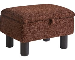 Voetenbank met Opbergruimte - Poef Ottomaan - Woonkamer Organiseren - Verborgen Opbergvak - 41x31x24 cm - Teddy Bruin