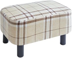 Voetenbank - Rechthoekig - Linnen - Houten poten - 42x29x23 cm - Max. 150 kg - Modern - Veelkleurig