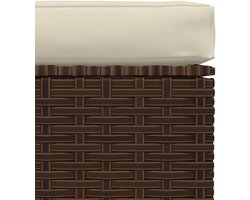 Voetenbank Tuin – ABTkantoor Luxe Poly Rattan Hocker met Kussen Bruin/Crème – Weerbestendige Voetsteun Buiten & Binnen – Tuinmeubel Lounge Hocker 70x70 cm