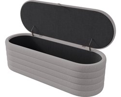 Voetenbank voetenbankje met opbergruimte gestoffeerd voetenbankje met huidvriendelijke zachte teddystof 120x40x40 cm grijs