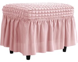 Voetenbankhoes Rechthoekig - Pouf Cover Hockerhoes - Woonkamer Decoratie - Met Rok Ontwerp - 60-100cm Lengte - Roze