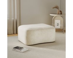 Voetenbankje Comfortabel – 96 x 69 x 45 cm – Zachte Stof – Beige – Gestoffeerd Voor Woonkamer – Voorgemonteerd Rechthoekig