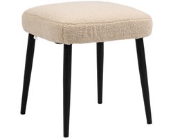 Voetenbankje vierkante zitkruk kaptafel kruk kasjmierlook met stalen poten voor woonkamer slaapkamer beige 42x42x47cm,beige