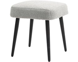 Voetenbankje vierkante zitkruk kaptafel kruk kasjmierlook met stalen poten voor woonkamer slaapkamer beige 42x42x47cm,grijs