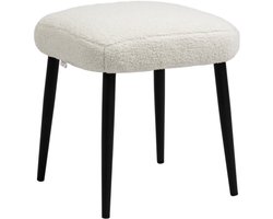 Voetenbankje vierkante zitkruk kaptafel kruk kasjmierlook met stalen poten voor woonkamer slaapkamer beige 42x42x47cm,wit - adventskalender 2025
