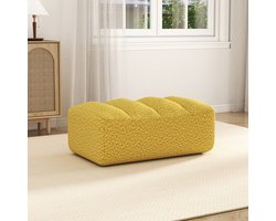 Voetenbankje Zacht Granulaatfleece – 104 x 61 x 45 cm – Stof – Geel – Voor Binnen in Woonkamer of Appartement – Direct Klaar Voor Gebruik