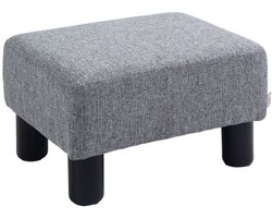 Voetenbankje - Zithocker - Rechthoekige ottoman - Gestoffeerde hocker van linnen - Voor woonkamer en hal - Grijs