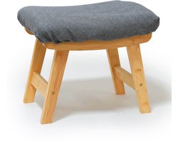 Voetenkruk - 40x32x29 cm - naturel/grijs