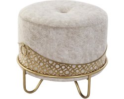 Voetensteun DKD Home Decor 51 x 51 x 44,5 cm Schuim Beige Gouden Fluweel Hout MDF Etnisch 40 % Metaal