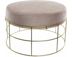 Voetensteun DKD Home Decor Gouden Metaal Polyester Licht Roze (60 x 60 x 37.5 cm)