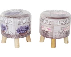 Voetensteun DKD Home Decor Grijs Fiets Roze Lila PU Pijnboom (30 x 30 x 30 cm) (2 Stuks) (30 x 30 x 32 cm)