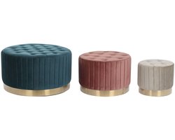 Voetensteun DKD Home Decor Groen Grijs Bordeaux Gouden Metaal Fluweel 80 x 80 x 45 cm
