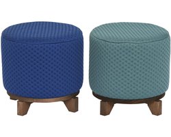 Voetensteun DKD Home Decor Hout 30 x 30 x 30 cm Groen Marineblauw (2 Stuks)