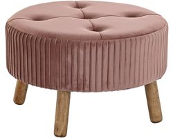 Voetensteun DKD Home Decor Natuurlijk Hout Fluweel Licht Roze (61 x 61 x 38 cm)
