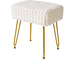 Voetensteun kruk Ottomaanse make-up ijdelheid kruk bijzettafel fluwelen kaptafel stoel gouden stalen poten voor make-up kamer slaapkamer vierkant raster