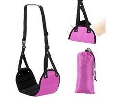 Voetensteun voor op reis - Verstelbare - Voetensteun Vliegtuig - 22.8x43.5cm - Inclusief opbergtas - draagbare - Reisaccessoire - Ontspanning - Comfortabel - Voeten hangmat voor reizen - voor kantoren/vliegtuigen/auto's en treinen - roze