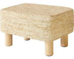 Voethocker - Poef bijzettafel - Ontspannen voeten - Handgeweven zeegras - 42 x 30 x 26 cm - Beige