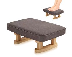 Voetkruk Ottomaanse voetenbank met houten poten en afneembare gewatteerde zitting - Perfecte voetensteun voor woonkamer, entree en slaapkamer