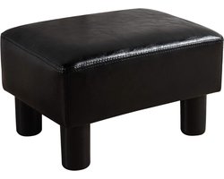 Voetkruk - Zitkruk voetensteun - Ontspanning en comfort - Waterdicht PU-leer - 29x39x24.5 cm - Zwart