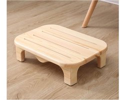 Voetsteun Hout - Voetenbank Bureau - Comfortabel Zitten - Natuurlijk Grenenhout - 45 x 32 x 12 cm - Transparant