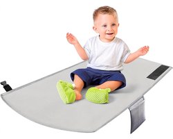 Voetsteun voor kinderen in vliegtuig - vliegtuigvoetsteun - kinderaccessoires - verstelbaar - hangmat - reisbenodigdheden - opvouwbaar - voor korte afstanden - 79 x 44 cm - grijs