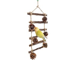 Vogel Klimladder - Speelgoed Baars - Vogel Verrijking - Natuurlijke Schors Textuur - 51x20cm - Multicolor