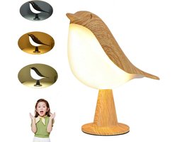 vogel LED-tafellamp met aanraakdimmer - draadloze lamp met oplaadbare batterij - aromatherapie tafellamp - 3 helderheidsniveaus - voor slaapkamer, woonkamer, kantoor(esdoorn)