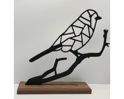 Vogel ornament op voet - ornament op standaard - binnen - staand - cadeau vriendin vriend - verjaardag vrouw - kunststof/kurk - bureau decoratie - kast decoratie - tafel decoratie - 17,5 cm x 19,2 cm