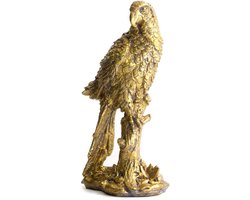 Vogel polyresin - 11x7.5x20cm- Goud - Vogel standbeeld - Dier decoratief - Decoratie - Woonacessoires - Ornament - Home decoratie dieren - Beeld - La Florista