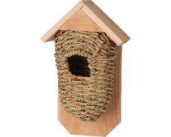 Vogelhuis houten vogelhuisje tuin decoratie 145x93x260mm.