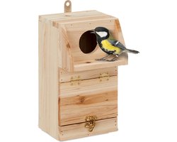 Vogelhuisje met schoonmaakklep voor koolmezen en roodstaartjes houten hangend tuin balkon natuur Vogelhuisje