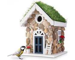 Vogelhuisje Stenen huis Decoratief - Vogelhuisje om op te hangen voor tuin balkon terras Vogelhuisje