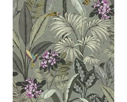 VOGELS BLADEREN EN BLOEMEN BEHANG | Tropisch - groen roze geel - A.S. Création PintWalls II