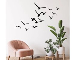 Vogels muurdecoratie - Wanddecoratie - Deco - Zwart - Hout - Decoratie - Art - Muurdecoratie - Line art - Wall art - Wandborden - Bohemian - kerst - kerstcadeau - wandecoratie woonkamer - kerstgeschenk - Moederdag cadeautje - Moederdag