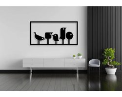 Vogels muurdecoratie - Wanddecoratie - Deco - Zwart - Hout - Decoratie - Art - Muurdecoratie - Line art - Wall art - Wandborden - Bohemian - kerst - kerstcadeau - wandecoratie woonkamer - kerstgeschenk