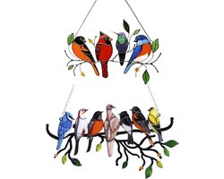 Vogels wanddecoratie metaal - Raamdecoratie gebeitst glas - Acryl raamversiering - Vogel decoratie voor binnen - Creatief raam en deur ornament raamdecoratie vensterbank