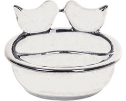 Vogelvoeder- en drinkschaal wit keramiek 21 cm - vogelvoerbak - vogeldrinkbak