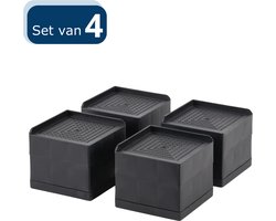 VOKA - Meubelverhogers - Bedverhogers Set van 4 hoogwaardige verstelbare 5cm en 8 cm meubelverhogers - 3 x 4- Zwart - Ruimtebesparende verhoger - Tafelverhoger, Stoelverhoger, Bankverhoger Verstelbaar - Multifunctioneel - Max. 800kg.