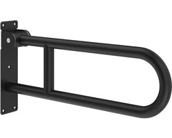 VOKA Toiletbeugel Opklapbaar- Wandbeugel - 60 cm - RVS - Toiletsteun - Zwart - Tot 150 kg. - Toilet - Handgreep - Sta hulp - Sta op hulp - Opstahulp - Wc