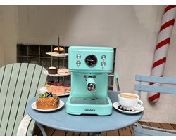 Volautomatische koffiemachines 2-in-1 ontwerp Espressomachine - 20 Bar - Capsule & Koffiepoeder Compatibel - ingebouwde melkschuimerMelkschuim - Blauw