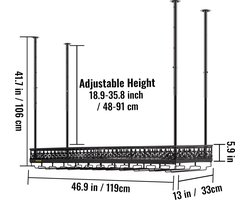 Volda® - Wijnrek - ophangrek wijnglazen - verstelbaar rek - 119x106x33cm