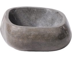 Volledig Gepolijste Waskom Van Natuurlijke Riviersteen - Donker Grijs 35x15x1,5