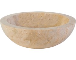 Volledig Gepolijste Waskom van Steen – Crème Marmer – 35x12 cm