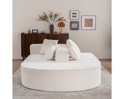 Volledig samendrukbare bottenloze bank, Woonkamer / Slaapkamer gesegmenteerde wolkensofa, moderne modulaire bank, montagevrij, comfortabele, huidvriendelijke chenille stof- wit