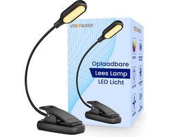 Voltager Klemlamp - Leeslamp - Leeslampje Voor Boek - Nachtlampje - LED Amber Licht - Draadloos - Klem - USB Oplaadbaar