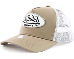 Von Dutch Pet - Mocha Wit - Fall '23 Collectie - One Size - Baseball Cap Heren - Trucker Cap - Pet Heren Volwassenen - Pet Dames - Petten