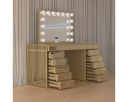 Vonato Golden Grace - Kaptafel - Touchbutton Spiegel - Ingebouwde Bluetooth - Gratis Kruk voor de make up tafel